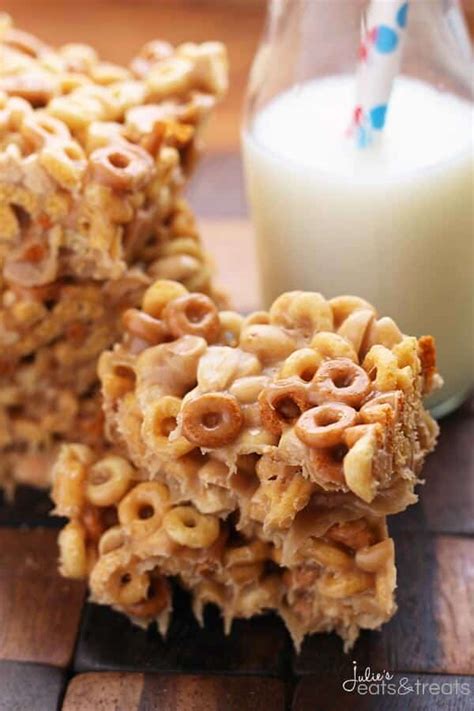 No Bake Peanut Butter Cheerio Bars Julies Eats And Treats