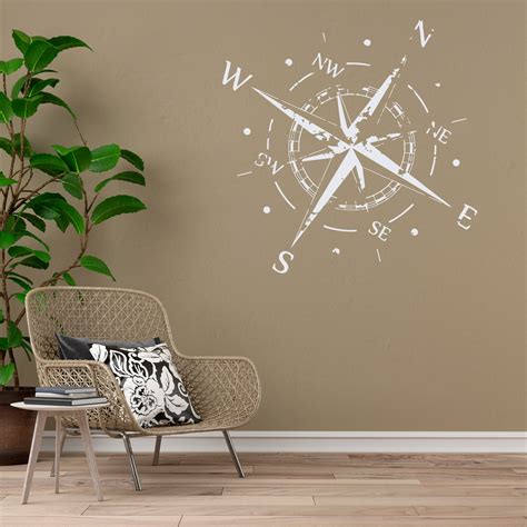 Compass Rose Wall Decal Vinyl Sticker Decals Nautical Compass Etsy