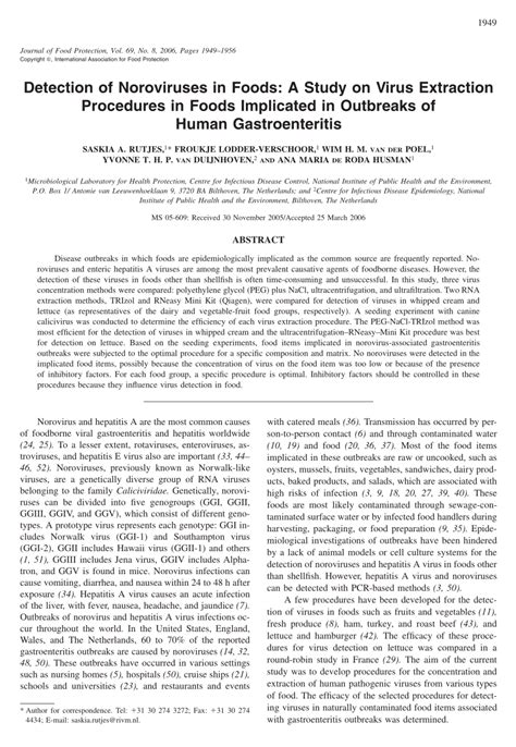 (PDF) Detection of Noroviruses in Foods: A Study on Virus Extraction ...