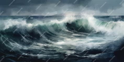 Premium AI Image | Stormy Ocean Waves A Painting of Dramatic Waves in a ...