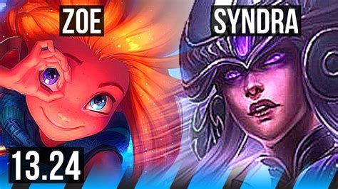 ZOE Vs SYNDRA MID 9 1 1 Godlike 300 Games KR Master 13 24