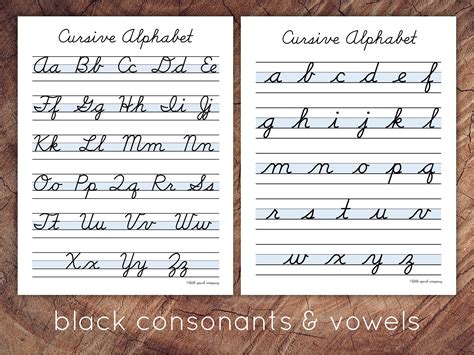 Cursive Handwriting Poster Set Montessori Cursive Etsy Canada