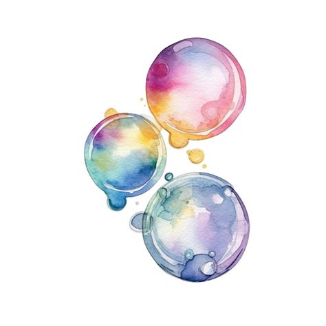 Premium Psd Soap Bubbles Isolated Watercolor Illustration