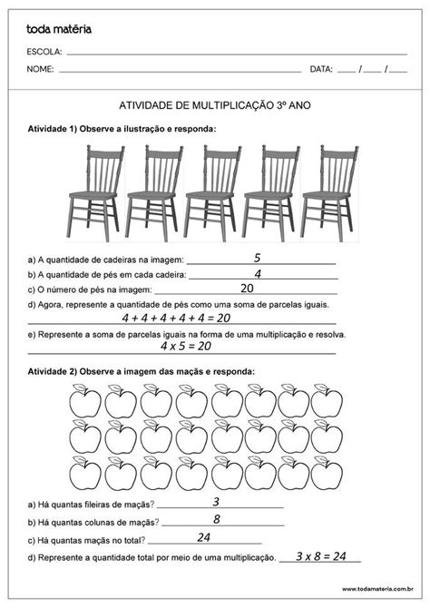 Atividades De Multiplica O Ano Para Imprimir Toda Mat Ria