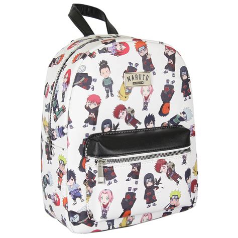 Naruto Shippuden Allover Chibi Character Faux Leather Mini Backpack To