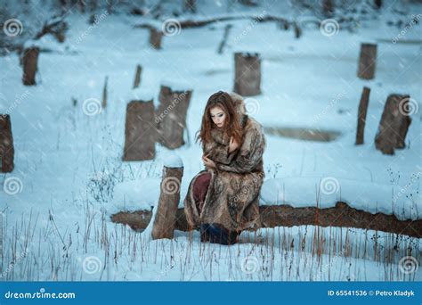 Girl Froze In The Winter Woods Stock Photo Image Of Caucasian