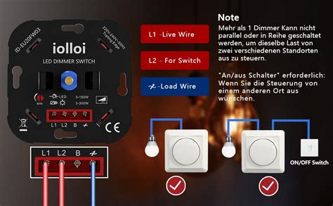 Iolloi Led Dimmer Schalter Drehdimmer Unterputz Dimmschalter F R