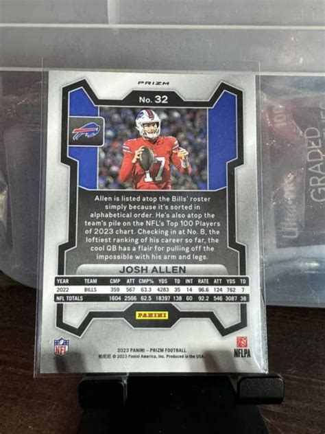 2023 Panini Prizm Josh Allen Base Argent Billets De Buffle 32 Bills