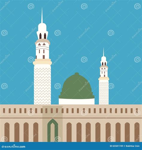 Nabawi Mosque Madina Islam Worship Dome Minaret Stock Vector - Illustration of masjid, holy ...