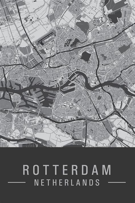 Poster kaart van Rotterdam Rotterdam City print - Etsy Nederland