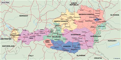 Austria Political Map Vector Maps