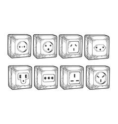 Isometric Switches And Sockets Set Type O Ac Vector Image