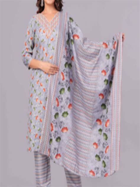 Buy Sanganeri Kurti Floral Printed Thread Work Pure Cotton Kurta With