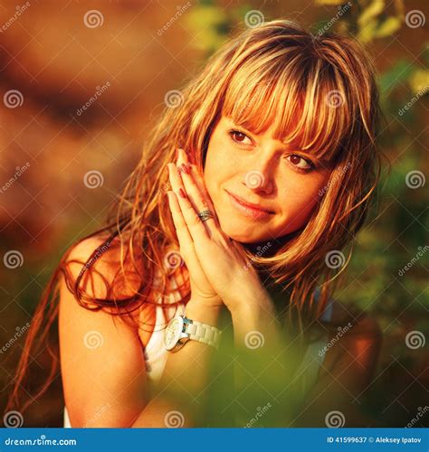 Happy Woman Enjoying Nature Stock Image Image Of Summer Natural