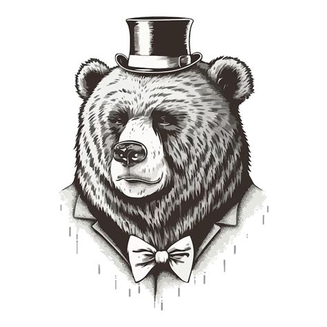 premium vector  bear   top hat   top hat