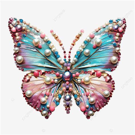 Colorful Butterfly With Pearls Symbol Of Beauty And Spirituality