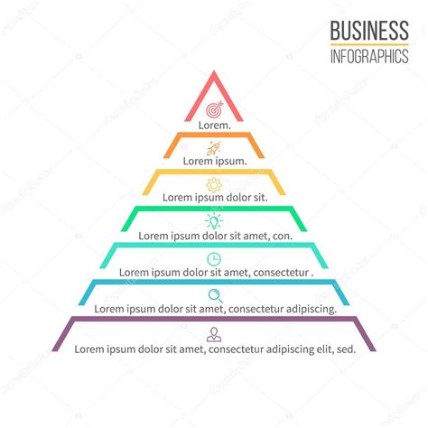 Piramide Triangolo Con 7 Gradini Livelli Grafica Vettoriale