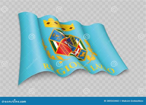 3d Realistic Waving Flag Of Lazio Is A Region Of Italy Stock Vector