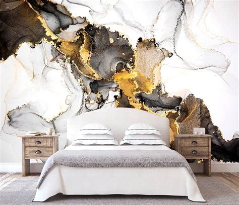 WFBHUA-White and Gold Marble Wallpaper Abstract Art Photo Wall Murals for Living Room Bedroom ...