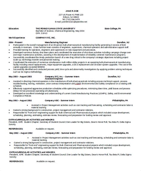 Maintenance Engineer Resume Sample