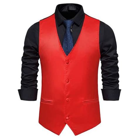 Gilet De Costume Homme Slim Fit Sans Manches Gilet Elegant Col V Couleur Unie Pour Mariage