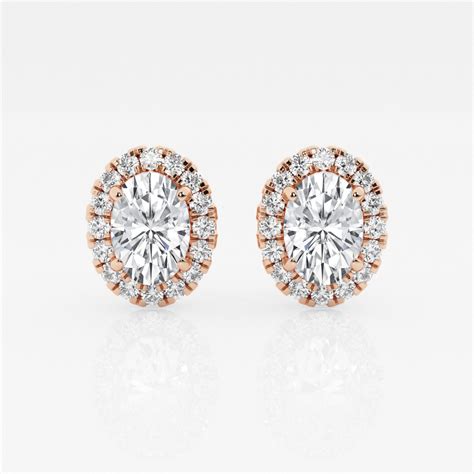 Ctw Oval Lab Grown Diamond Halo Certified Stud Earrings