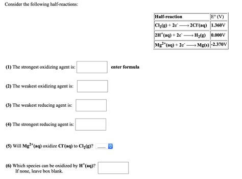 Answered Consider The Following Half Reactions Bartleby