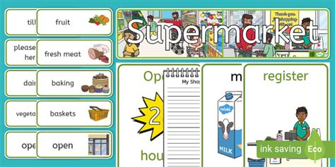 スーパー英語のロールプレイ アクティビティ Supermarket Role Play Pack English