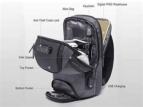 Ozuko Sling Bag with USB Port and Password Lock | Gadgetsin