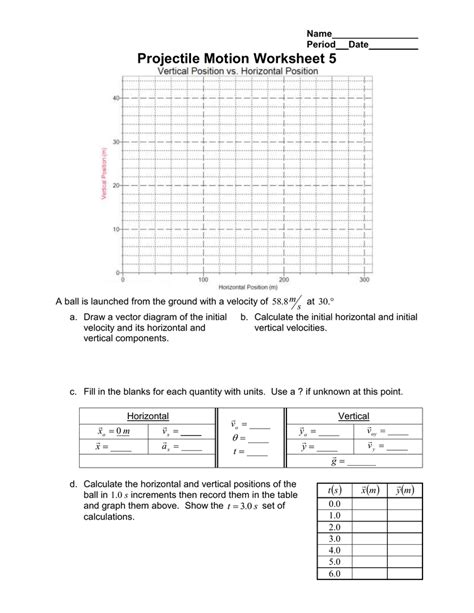 Projectile Motion Problems Worksheet