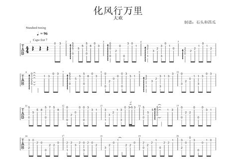 化风行万里吉他谱聂小慧c调指弹 吉他世界