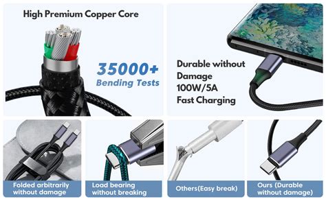 Pack M Ft T Tersely W Fast Charging Usb C Cable Type C Pd