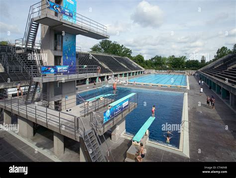 Berlin Swimming Pool On The Grounds Of The Olympic Stadium Stock Photo