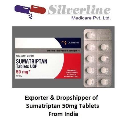 Sumatriptan 50mg Tablets Pack Of 50 Rs 74 Pack Silverline Medicare Private Limited Id