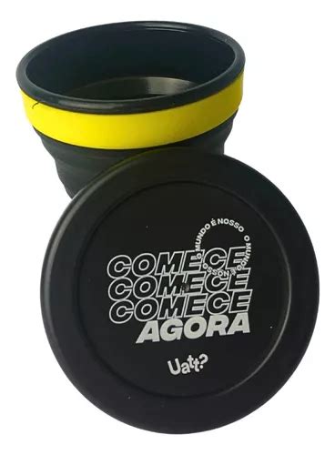 Copo Retratil Tampa De Silicone Preto E Amarelo Ml Mercadolivre