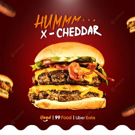 X Cheddar Hamburguer Social Media Psd Edit Vel Hamburguerias