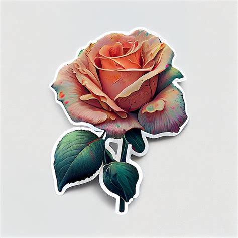 Premium Photo Abstract Rose Flower Sticker Digital Illustration Ai