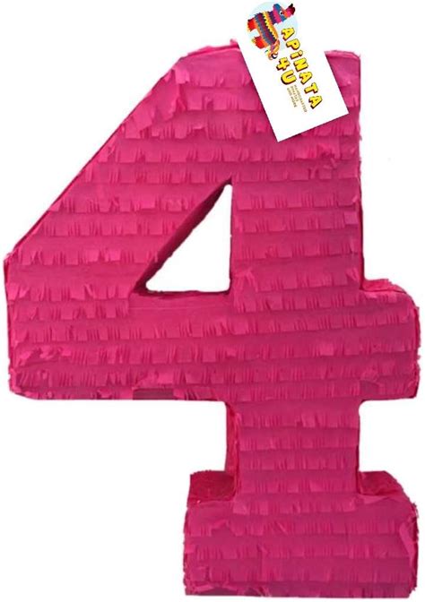 Apinata4u Large Solid Pink Number Four Piñata 20 Toys And Games