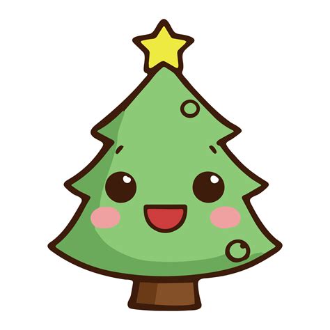 Joli Sapin De No L Adorable Illustration Kawaii Vacances D Hiver