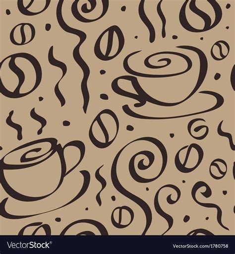 Seamless coffee background vector image on VectorStock | Coffee vector ...