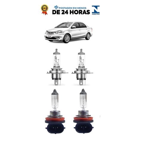 Kit 4 Lampada Farol E Milha Etios Sedan 2013 2014 2015 2016 2017 2018