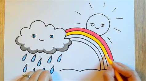 Drawing Of Rainbow In Rain / Cartoon cloud children s drawing simple ...