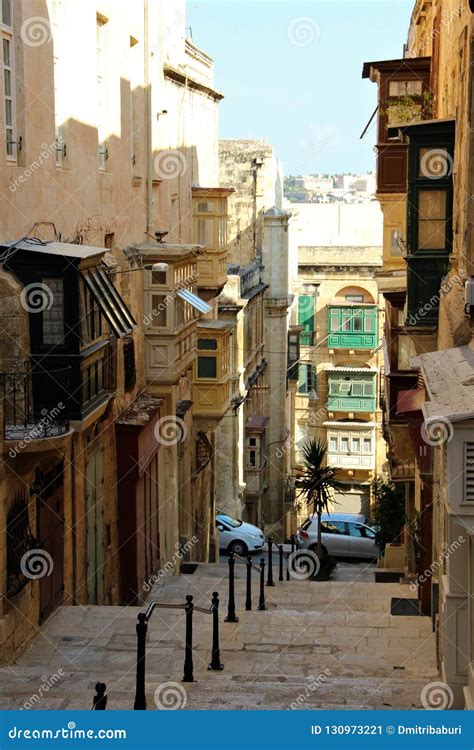 Malta August 2015 Valletta View Of Street Of The Old Sity Editorial