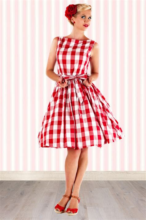 S Audrey Picnic Swing Dress In Red And White