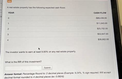 Solved A Real Estate Property Has The Following Expected Chegg