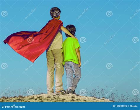 Superheroes Boys Running Competition Exercise Concept Stock Photography