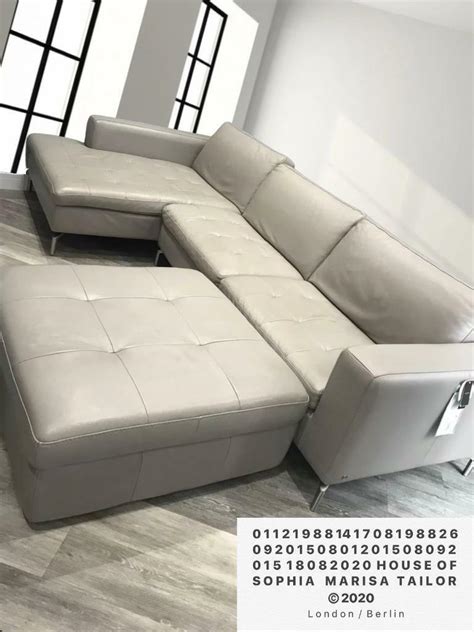 Natuzzi Leather Grey Savoy Corner Chaise Sofa And Ottoman Storage Foot