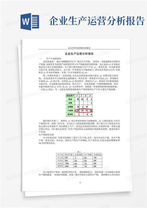 企业生产运营分析报告word模板下载 编号lbykbdew 熊猫办公