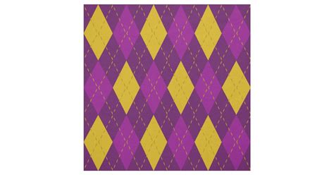 Purple And Gold Yellow Argyle Pattern Fabric Zazzle