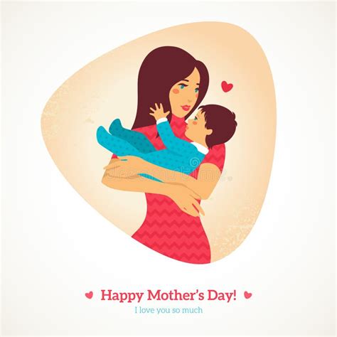 Mother And Daughter With Happy Mothers Day Stock Vector Illustration